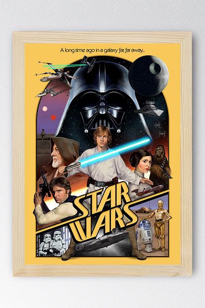 Saturn Star Wars Framed Painting - Space Wars Old Nostalgia Fim Poster Painting