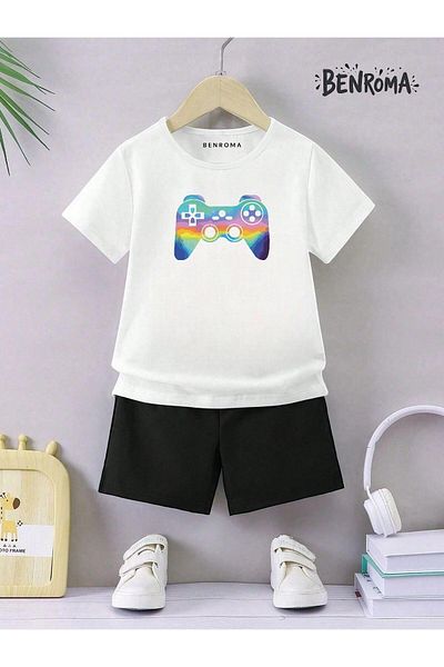 BENROMA Set pantaloni scurți unisex pentru copii - imprimat cu caractere