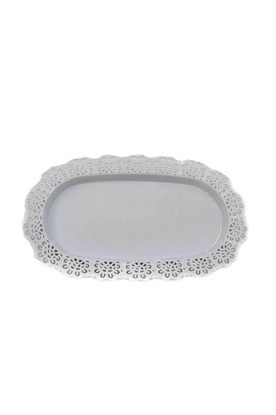Homelux Tava de jardiniera din dantela, tratata UV, alba, polipropilena