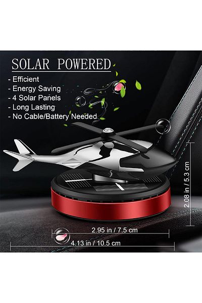 AWH Al Alloy Solar Powered Rotating Helicopter Shape Car Air Purifier, Interior Decoration (Red)