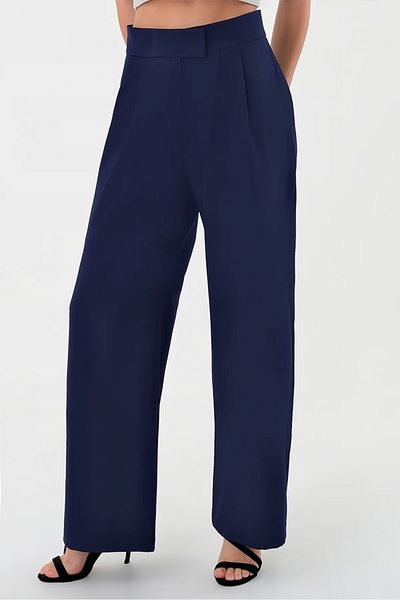 Bestenur Velcro Palazzo Trousers 1353 - Navy