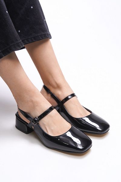 Riccon Tephliania 0012020   Pantofi cu toc de damă din piele lăcuită neagră