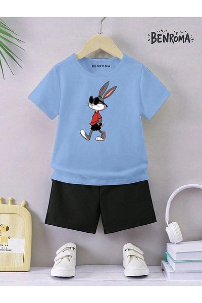 BENROMA Set pantaloni scurți unisex pentru copii - imprimat cu caractere