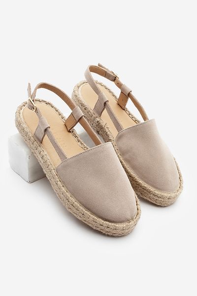 Marjin Beige Wildleder-Sandalen für Damen – Espadrilles aus echtem Leder mit offenem Rücken