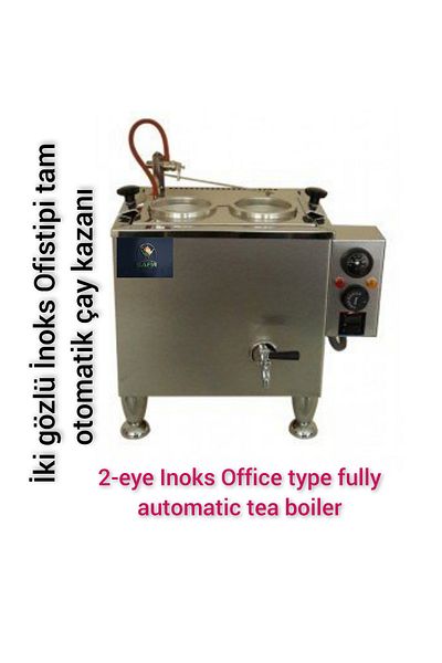 SAFİR ÇAY KAZANLARI Inox Tea Machine with 2 Teapots Office Type Tea Boiler Inox Tea Samovar Fully Automatic Tea Stove