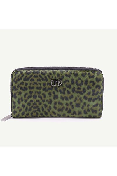 Uderra Leather محفظة Uderra للسيدات من الجلد الطبيعي باللون الأخضر الفهد - S1...