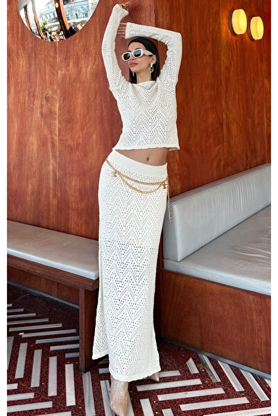 Angel Mia طقم تنورة تريكو Jaylani باللون البيج