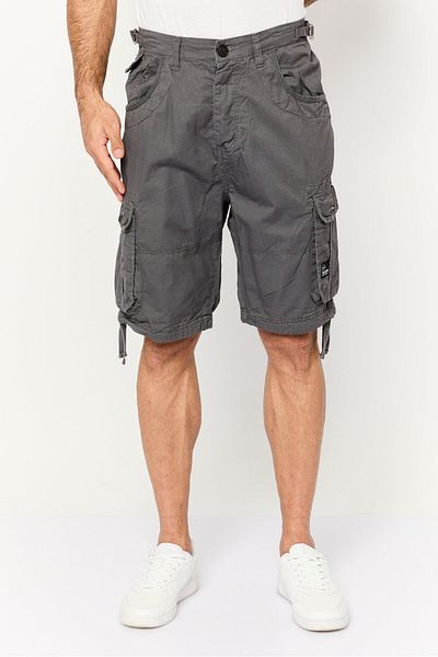Crosshatch Men Plain Cargo Shorts, Charcoal
