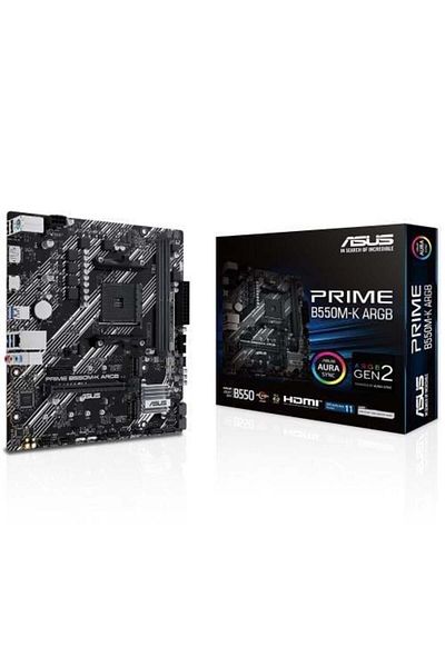 ASUS Prime B550M-K Argb Ddr4 M2 Pcie Nvme HDMI Dvd Pcie 16X V4.0 Am4 Matx - Motherboard