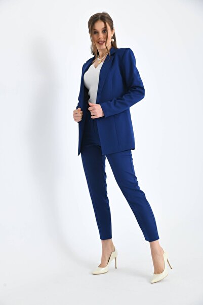 nodilife Düğmeli Atlas Takım Takım Lacivert