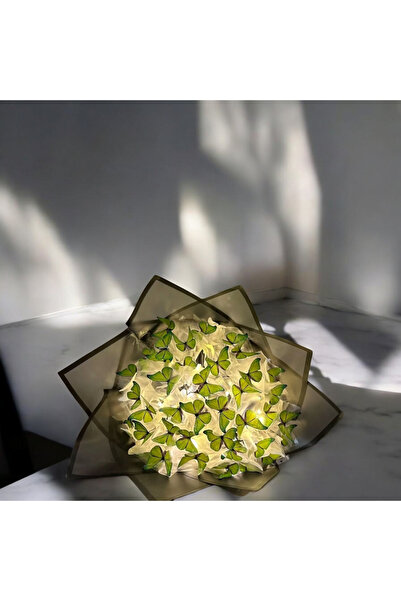 ellobutik LED Işıklı Kelebek Buketi Yeşil Sevgililer Gününe Özel