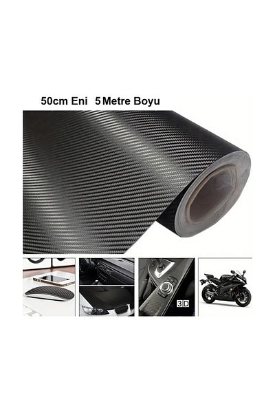 Efe Toys 3D Carbon Fiber Foil Air Ducted Car Flooring Steering Wheel Covering Foil Black 50 cm X 5 Meters