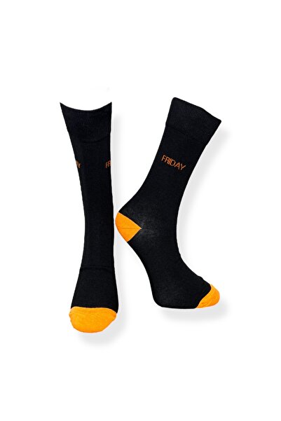 Mevo Tekli Unisex Friday Yazılı Siyah Renkli Esnek Nem Alabilen Pamuklu Çorap