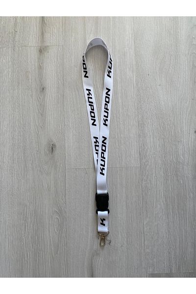 OTOMOR AKSESUAR White Strap Coupon Lanyard