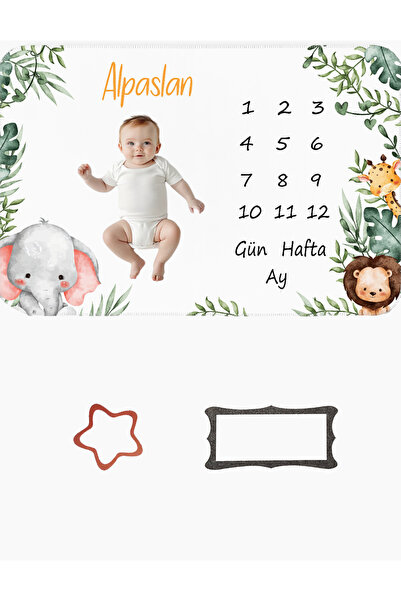 Home Kişiye Özel Isimli Polar Bebek Hediye Aylık Fotoğraf Anı Battaniyesi Anı...