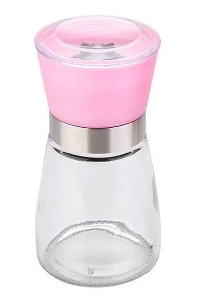 SİHİRLİ AYAKLAR 13 cm Pink Salt Pepper Glass Mill - Spice Grinder