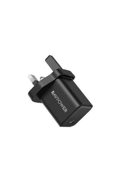 RavPower شاحن حائط RP-PC167 PD Pioneer بقوة 20 وات باللون الأسود