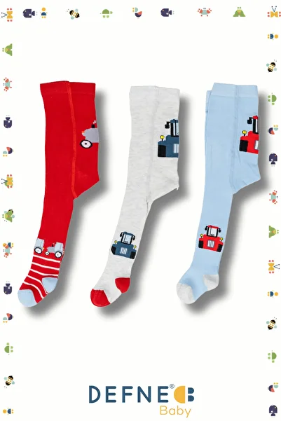 Defne Baby 3 Pieces Car Concept Cotton Baby Boy and Child Pantyhose