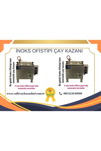 SAFİR ÇAY KAZANLARI Inox Tea Machine with 2 Teapots Office Type Tea Boiler Inox Tea Samovar Fully Automatic Tea Stove