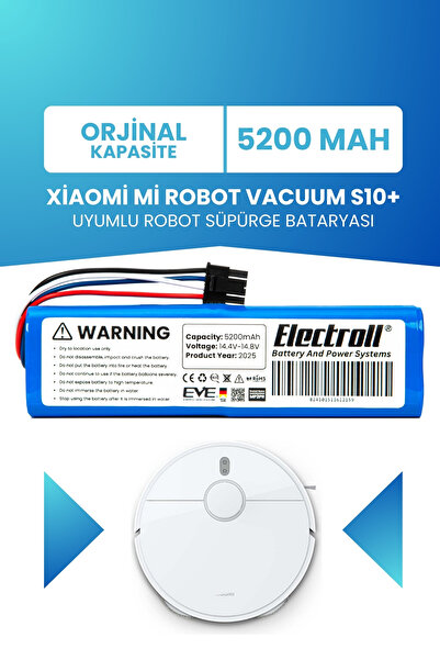 ELECTROLL Xiaomi Mi Robot Vacuum S10 Plus Uyumlu Batarya (STANDART KAPASİTE) ...