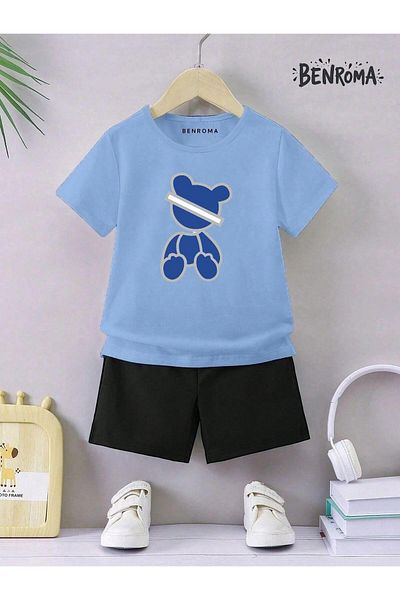BENROMA Set pantaloni scurți unisex pentru copii - imprimat cu caractere