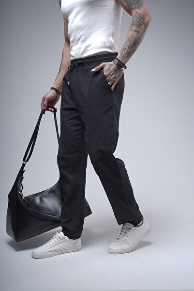 Butik Trend We Boyfriend Fit Pants with Elastic Waist and Cord
