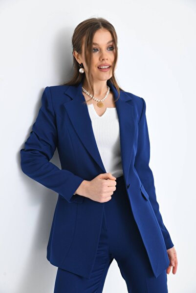 nodilife Düğmeli Atlas Takım Takım Lacivert