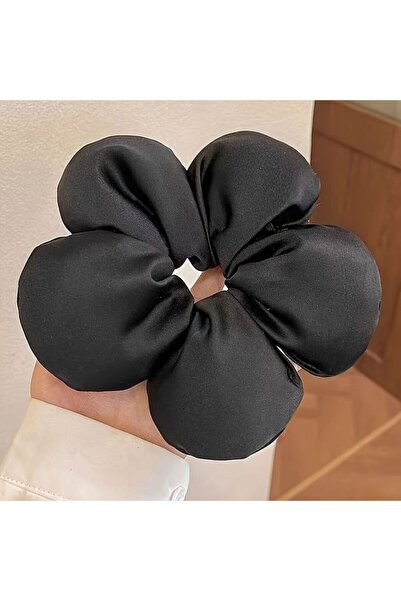 PratikDikisco Siyah Saten Büyük Boy Papatya Simit Toka