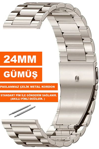 Trendburada 24mm Fossil-Welder-Wesse-Casio-Armani-Omega-Seiko-Tissot Metal Steel Watch Band