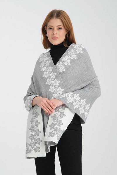 VEGA MODA Σάλι ώμου με μοτίβο Ivy, Κομψό άνετο σάλι ώμου με μοτίβο κισσού, πλεκτό σάλι ώμου, αναστρέψιμο σάλι