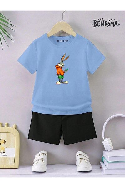 BENROMA Set pantaloni scurți unisex pentru copii - imprimat cu caractere