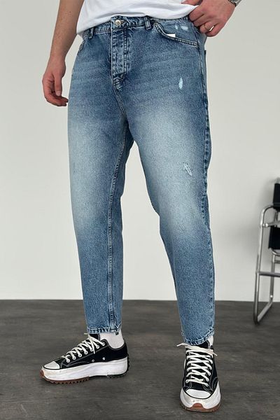 MADZEYMODA Ανδρικό Boyfriend Mold Μπλε τζιν παντελόνι με λεπτομέρεια KE-277