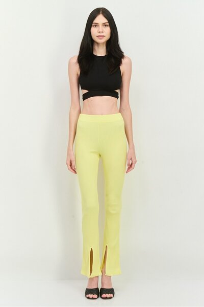MANGO Woman Yellow Women's Trousers 27045804