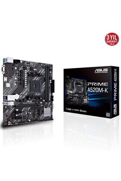 ASUS Prime A520M-K Ddr4 M2 Pcie Nvme HDMI Pcie 16X V3.0 Am4 Matx