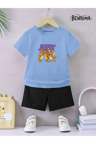 BENROMA Set pantaloni scurți unisex pentru copii - imprimat cu caractere