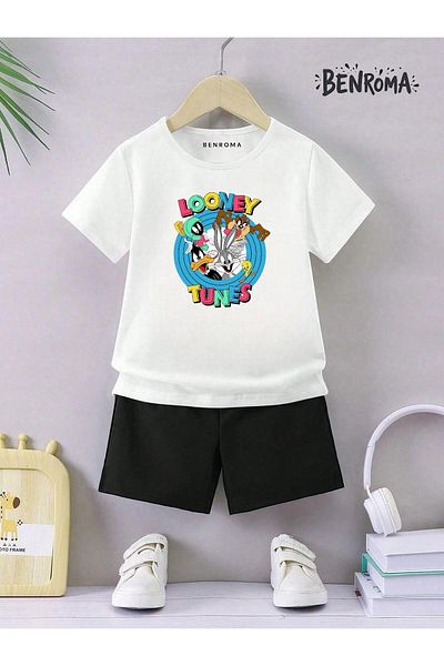 BENROMA Set pantaloni scurți unisex pentru copii - imprimat cu caractere