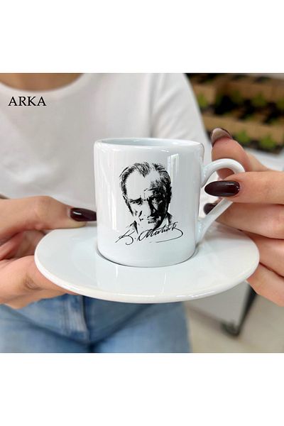 Hediyeciabla Special Design Special Moments Signed Mustafa Kemal Ataturk Turkish Coffee Cups