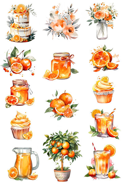 Rana İkra Art Turuncu Temalı Sticker Seti (4 Sayfa 74 Adet)