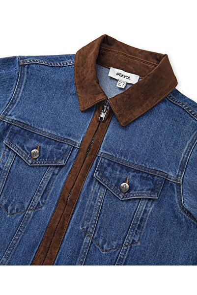 İpekyol Fabric Mix Denim Coat