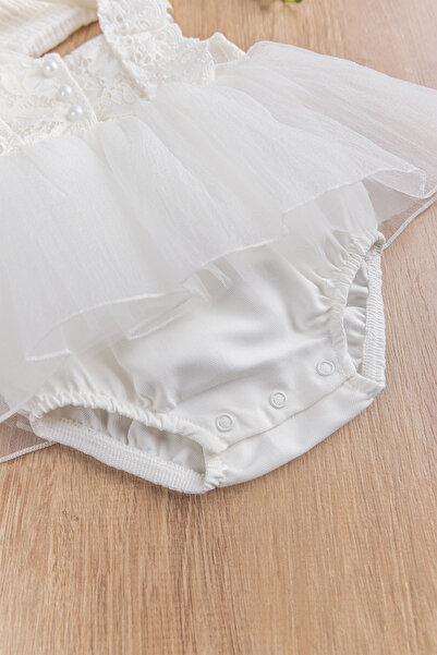 Babymod Güpürlü Askılı %100 Pamuk Kız Bebek Elbise Tulum