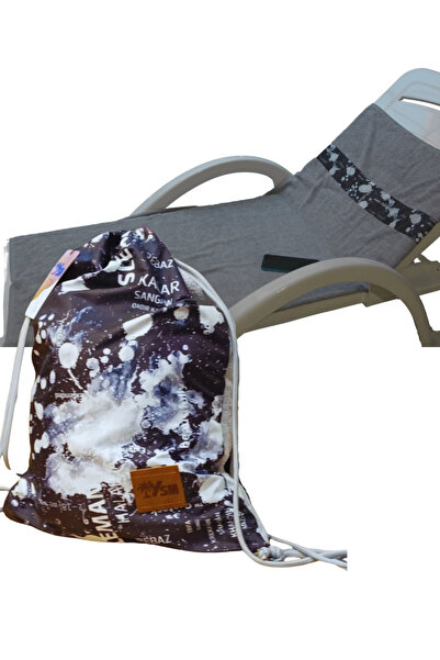 vory Custom Design Grey Pattern Beach Towel Backpack 2 in One Cs.01.25.1