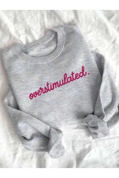 Mythologie Υπερενεργοποιημένος. Χειμερινό φούτερ - Γκρι εμπριμέ Oversize με λαιμόκοψη ποδηλατικού τύπου