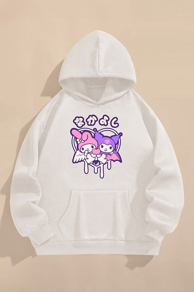 FEEL STYLE Детски суитшърт в цвят екрю - повдигнати три нишки, щампован символ