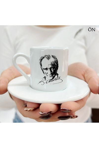 Hediyeciabla Special Design Special Moments Signed Mustafa Kemal Ataturk Turkish Coffee Cups