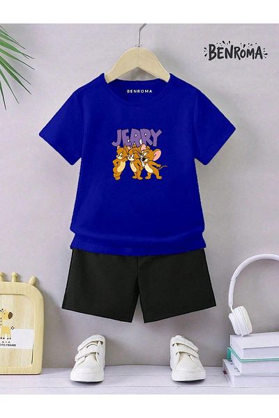 BENROMA Set pantaloni scurți unisex pentru copii - imprimat cu caractere