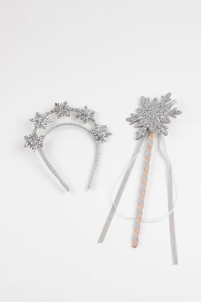 DUCA KIDS Kristal Elsa Taç ve Asası / 3-10 Yaşlar için