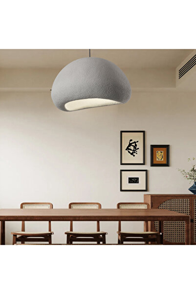 Apliqa Tretan Büyük Gri Beton Modern Sarkıt Oturma Odası Salon Sarkıt Avize