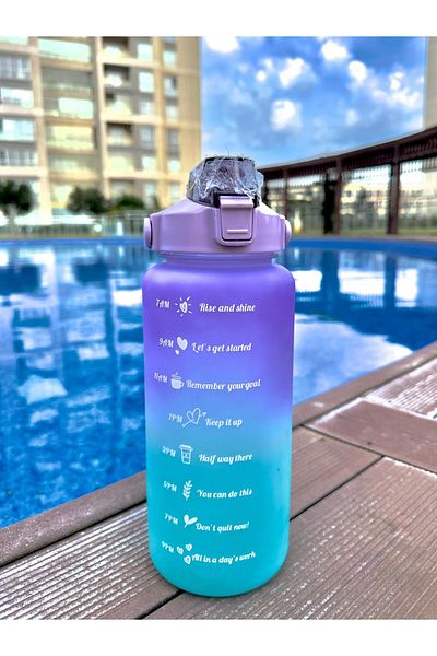 MATARAM Motivational Water Bottle Purple Water Bottle 2 Liter Gym Water Bottle