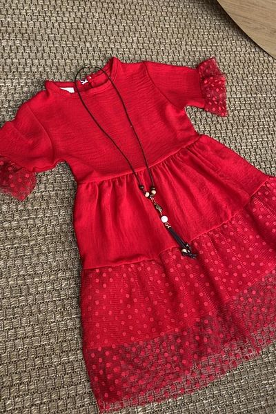 Parla Kids Girl's Red Lace Detail Dress