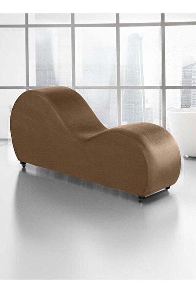 soufa dibaj كرسي استرخاء رومانسي صغير فاخر بنمط سادة من قماش مخملي - بني فاتح - 170 × 70 × 40 سم